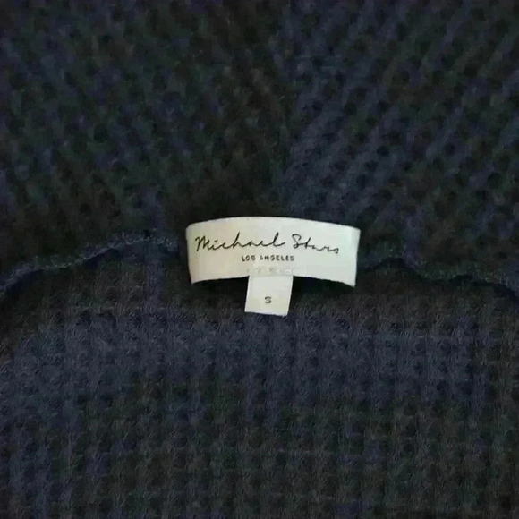 Michael Stars Dark Blue Waffle Knit Dolman Sleeve Open Front Cardigan Size Small - Picture 4 of 9